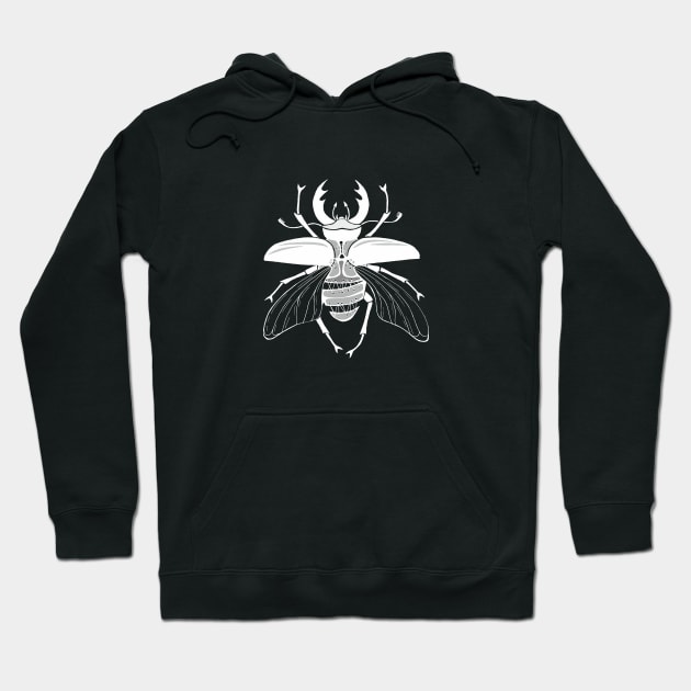 White stitched stag beetle Hoodie by DappyStitch